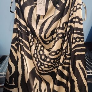 Body Central Black and Cream Zebra Print Cowl Neck Top